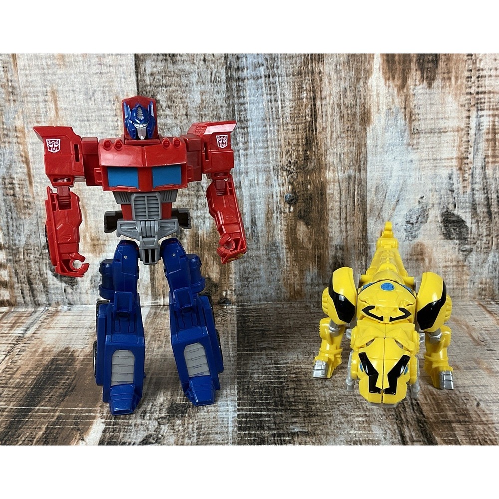 Transformers Rescue Bots Dino Raptor Bumblebee/Optimus Prime Transformer Figures